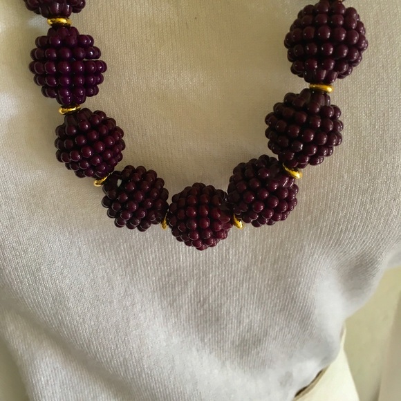 Purple Beaded Graduated Long NECKLACE - Picture 3 of 5